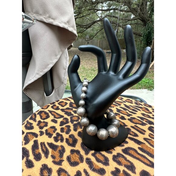 VTG Taxco Sterling Silver Chunky bench Bead Ball Bracelet Box Clasp Mexico 31g - Picture 1 of 16